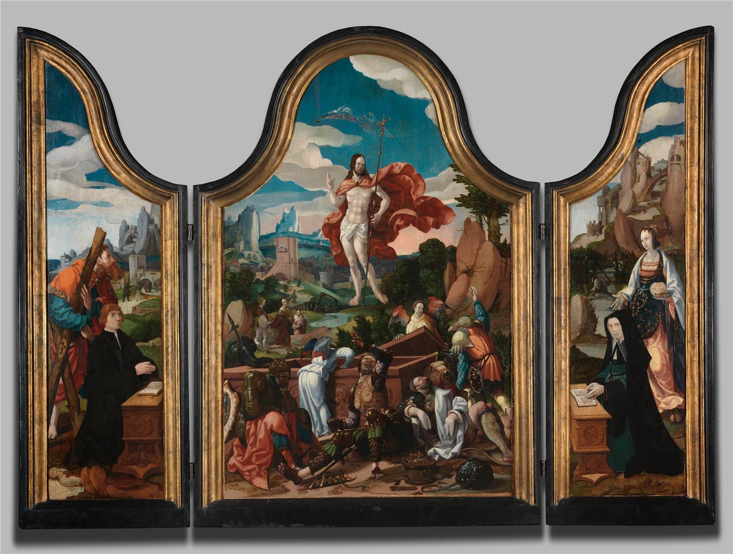 油画-美国阿特金森美术馆-Circle of Aertgen Claessoon van Leyden-The Resurrection with Saints and Donors.tifCircle of Aertgen Claessoon van Leyden - The Resurrection with Saints and Donors-072